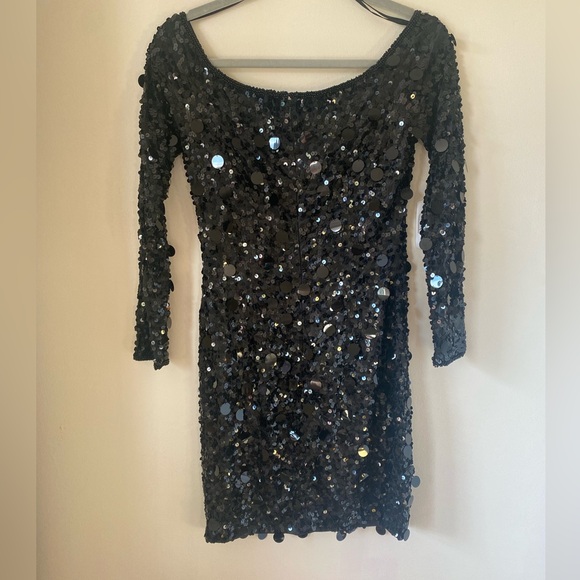 Black Sequin Mini Party Dress - Picture 10 of 15